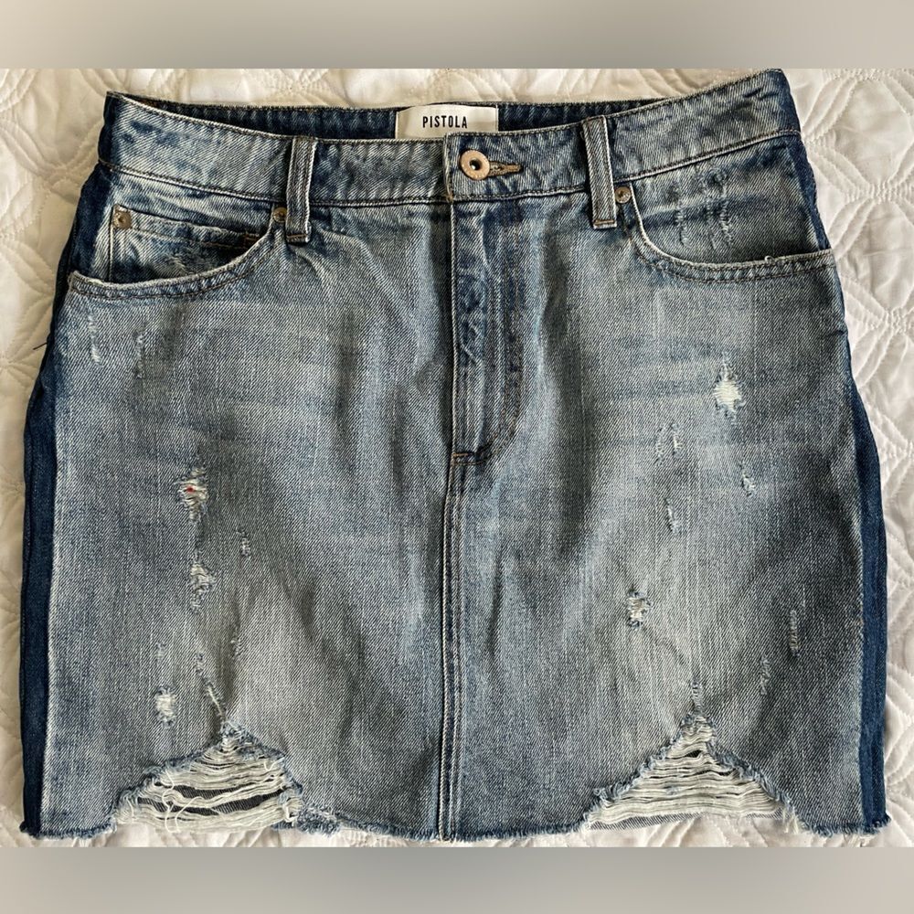Pistola Sierra Distressed Jean Skirt Size 10/30